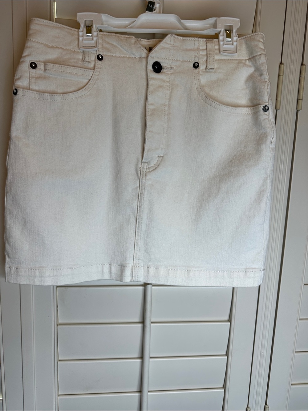 We The Free Cream Denim Mini Skirt